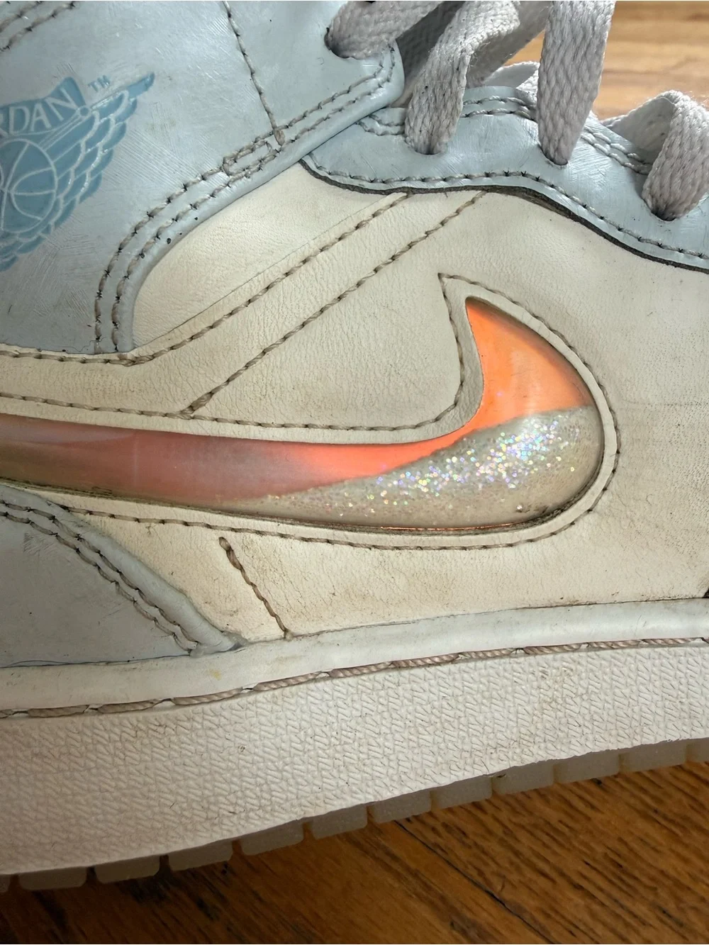 Nike Kids Light Gray and White High-Top Sneakers
